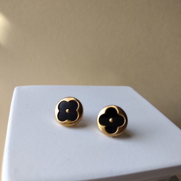 Jewelry - 18 KT Gold Over Titanium Monogram Earrings